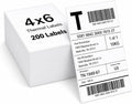 4x6 Direct Thermal Shipping Labels, Compatible with Thermal Printers, for Shipping, Mailing, Small Business (200)
