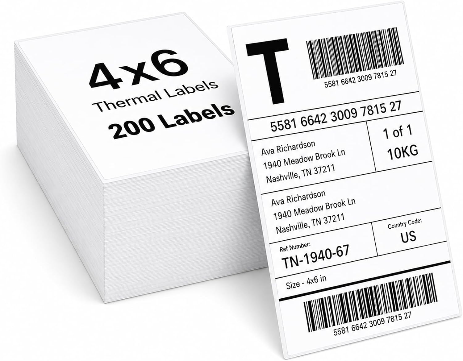 4x6 Direct Thermal Shipping Labels, Compatible with Thermal Printers, for Shipping, Mailing, Small Business (200)