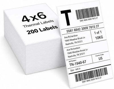 4x6 Direct Thermal Shipping Labels, Compatible with Thermal Printers, for Shipping, Mailing, Small Business (200)
