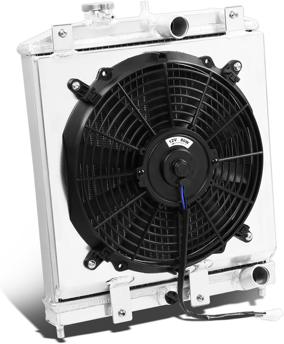 DNA Motoring RA+FS-HC92-42-2 2-Row Radiator with Fan Shroud Compatible with 92-00 Civic / 93-97 Del Sol / 94-01 Integra MT