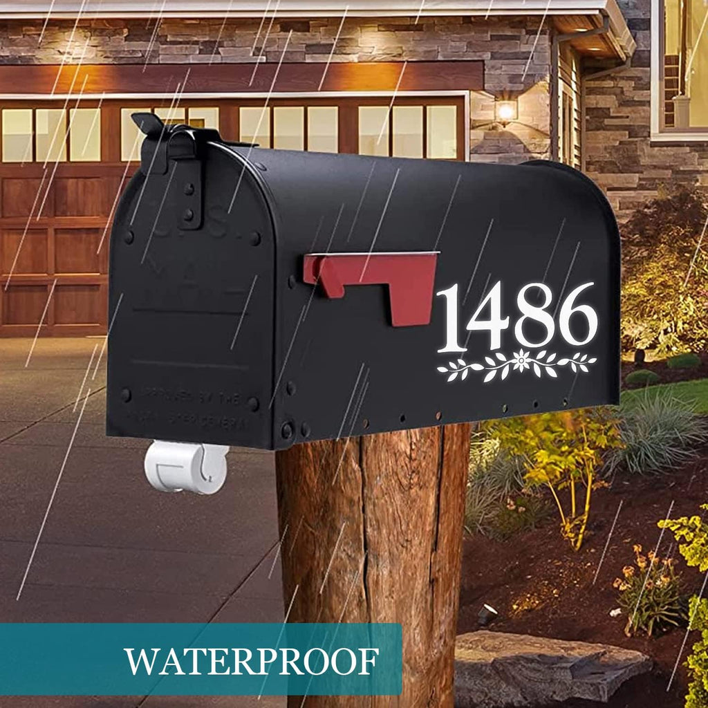 4" Reflective Mailbox Numbers Die Cut Decal Rustic Style Flowers House Number Address Sign Front Door Decal Vinyl