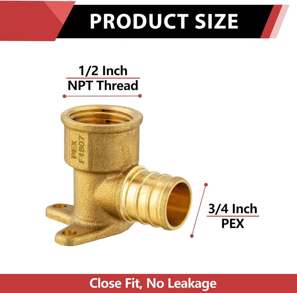 2-PACK EFIELD Pex 3/4-Inch x 1/2-Inch Female Drop-ear Elbow(PEX1807165-2)