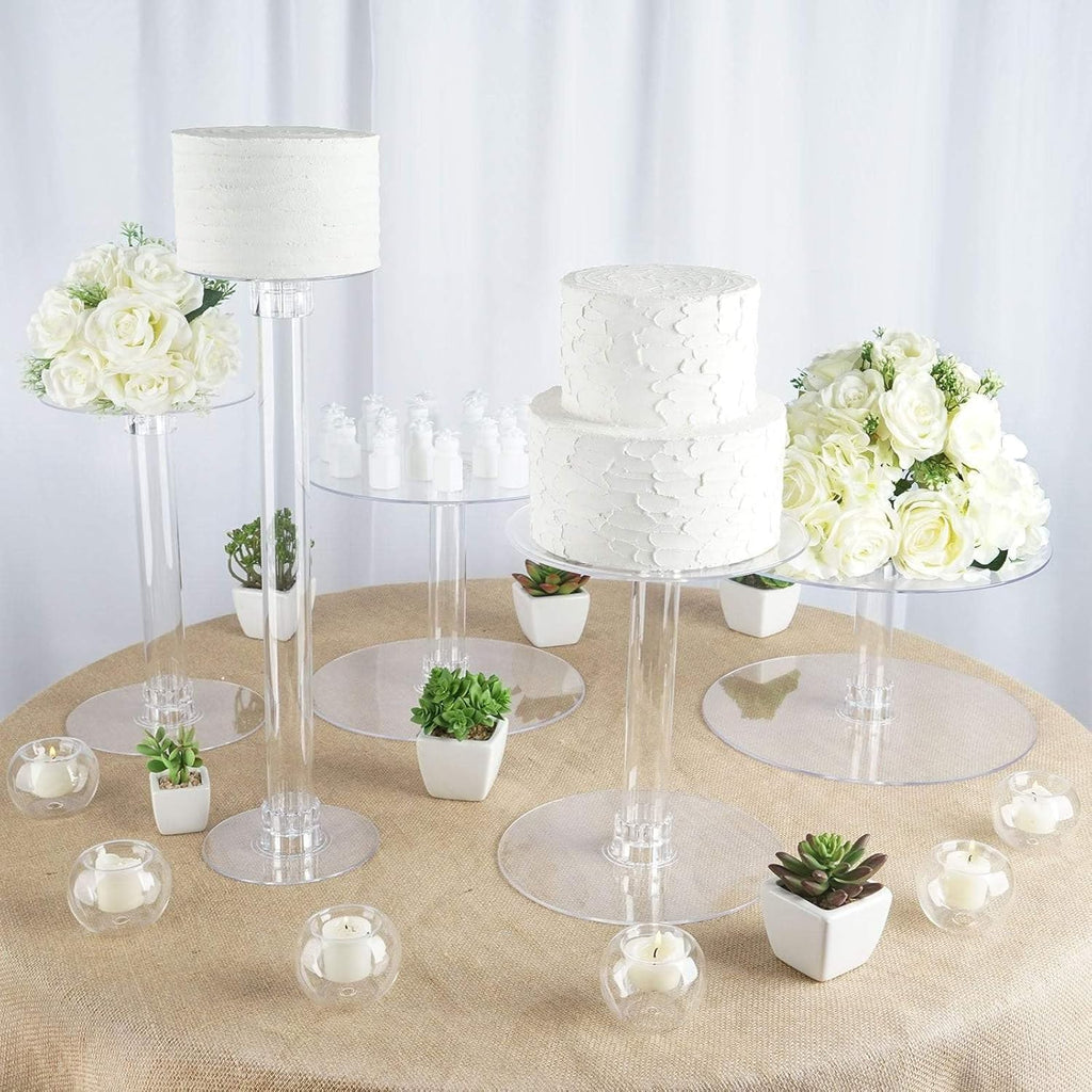 5 Tiers Clear Round Crystal Acrylic Cupcake Stand - Tiered Dessert Food Display Serving Tower Birthday Party Wedding