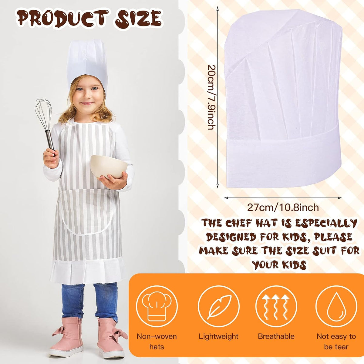 150 Pack Kids Chef Hat Bulk Non-woven