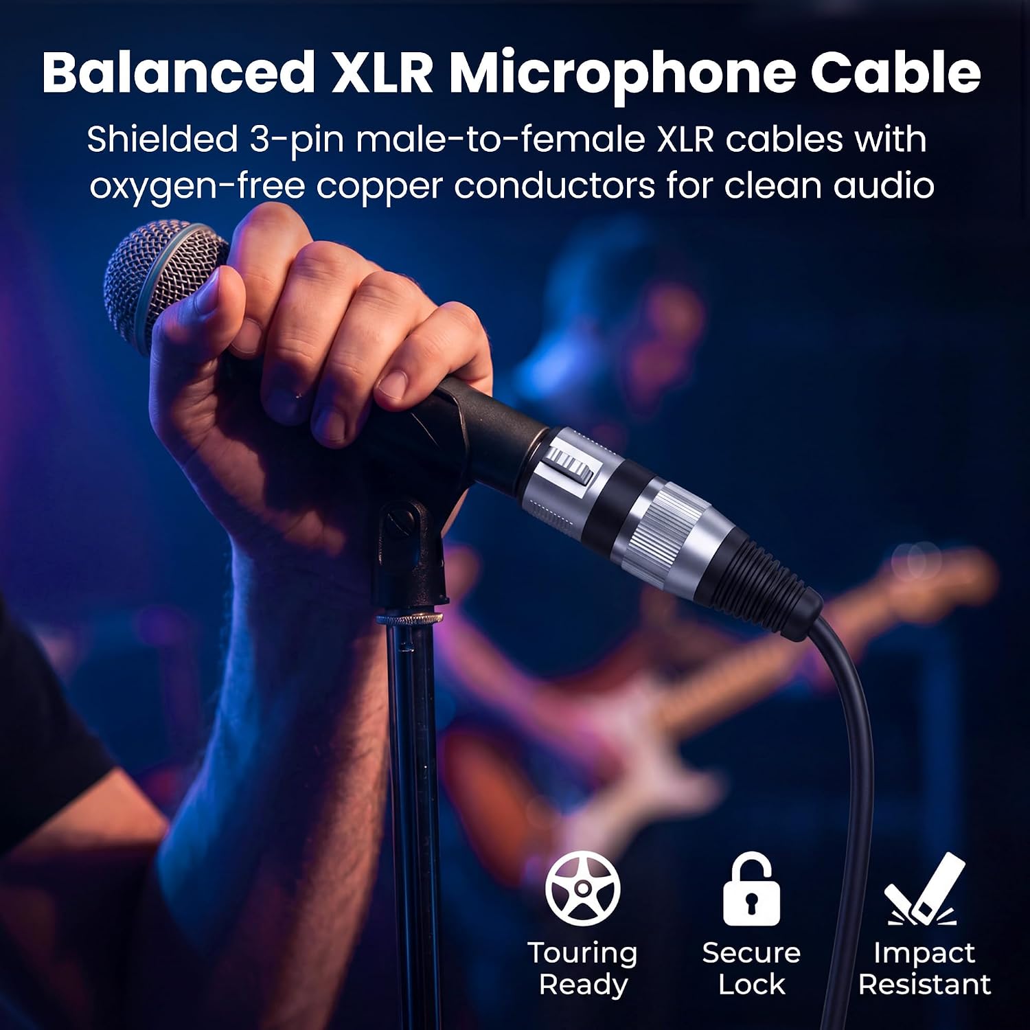 XLR Cables 100ft OFC, Microphone Cable XLR Male to Female, XLR Cable Low Noise Shielding, Copper Conductors for