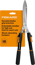 Power-Lever Extendable Hedge Shears, Self-Sharpening Serrated Steel Blades for Clean Cuts, Handles Adjust 25"-33" for