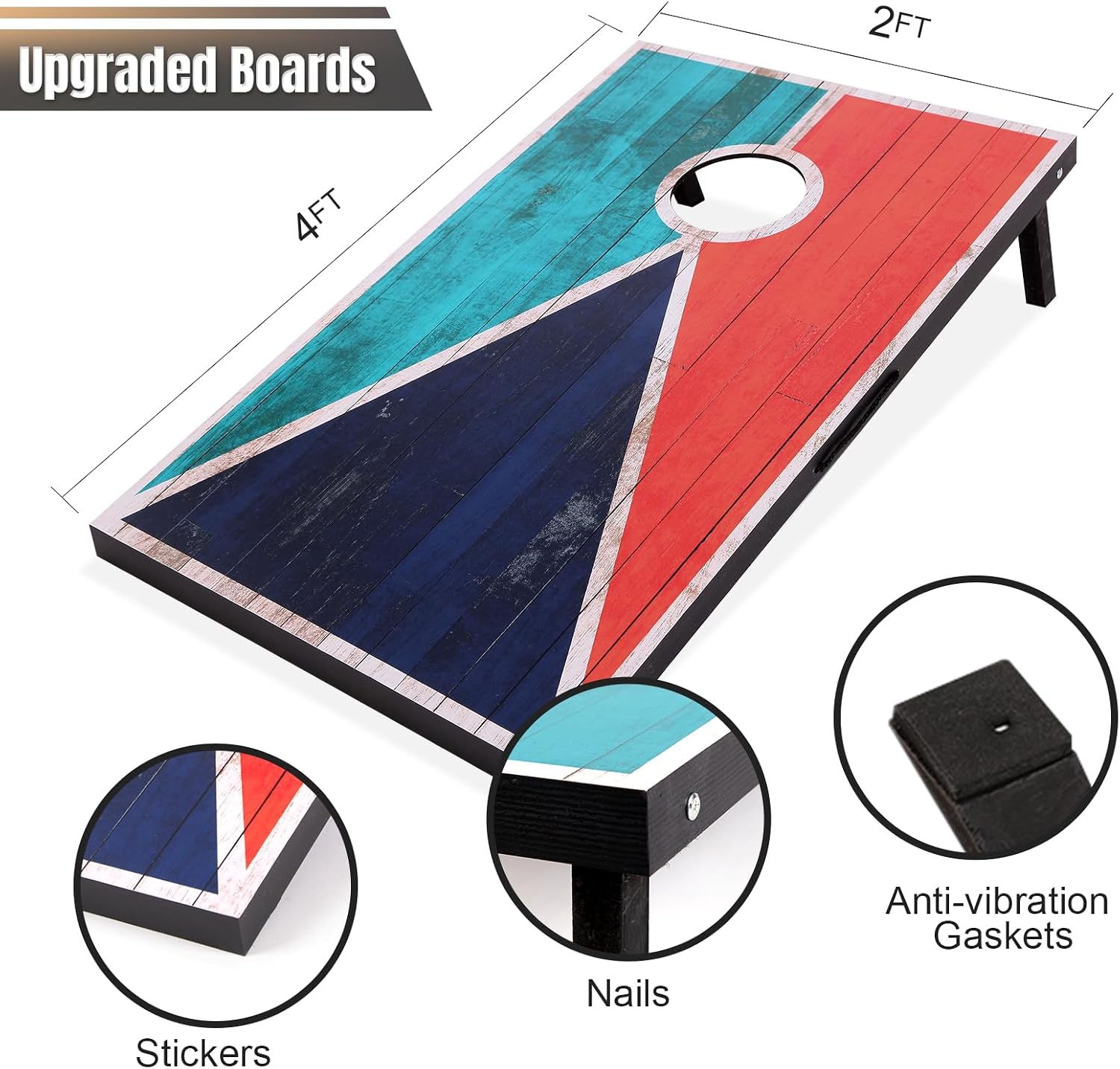 Cornhole Set 4x2 and 3X2 Regulation Size Corn Holes Sets with Carrying Bags & 8 Bean Bags Cornhole Boards Bean Toss