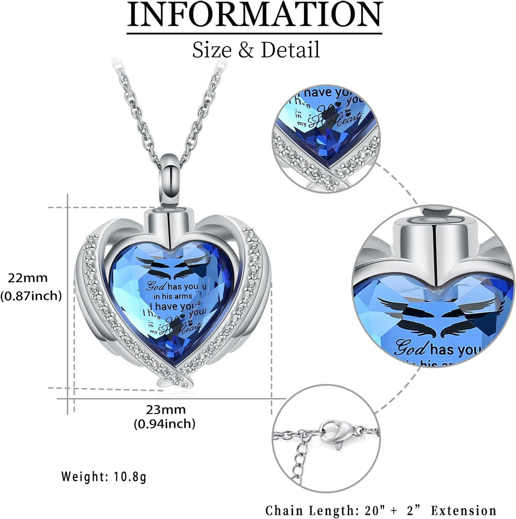 Cremation Heart Urn Necklace Ashes Jewelry for Women Men Keepsake Pendant Memorial Locket Ash Holder