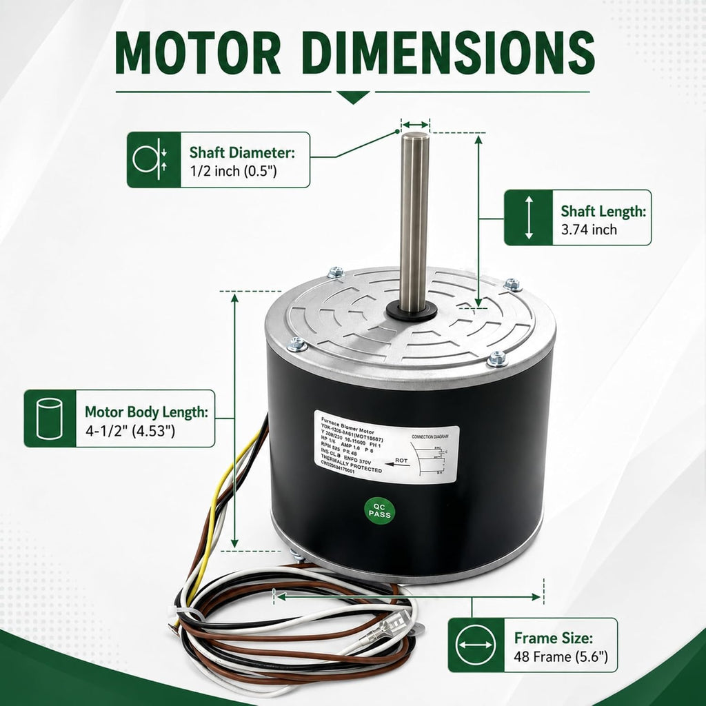 MOT18687 Condenser Fan Motor for Trane & American Standard 1/6 HP 825 RPM