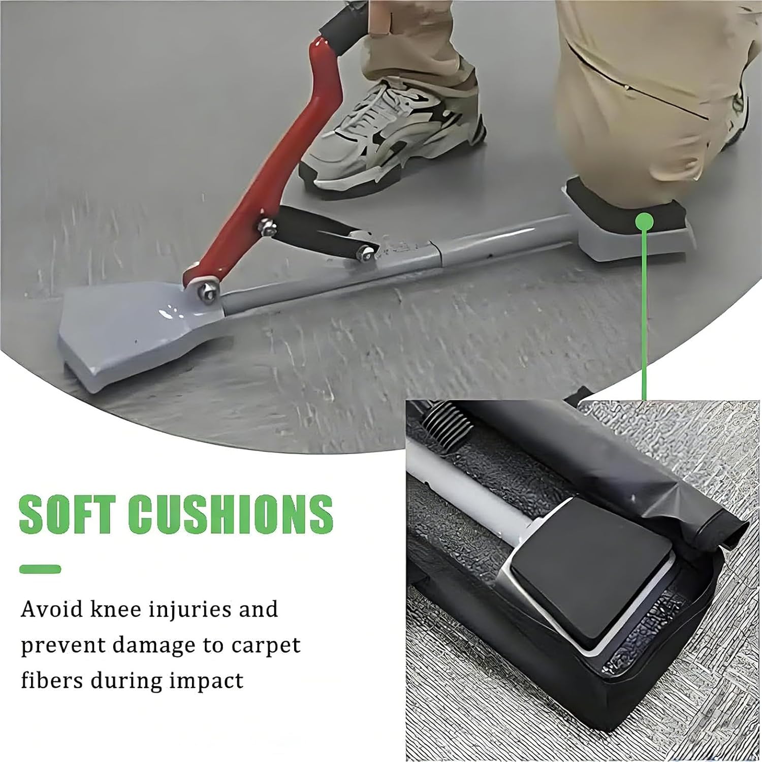 Kneeless Carpet Stretcher Kit - Zero Wrinkles Carpet Knee Kicker, Fit Laying Tool for All Carpet Types, Professional