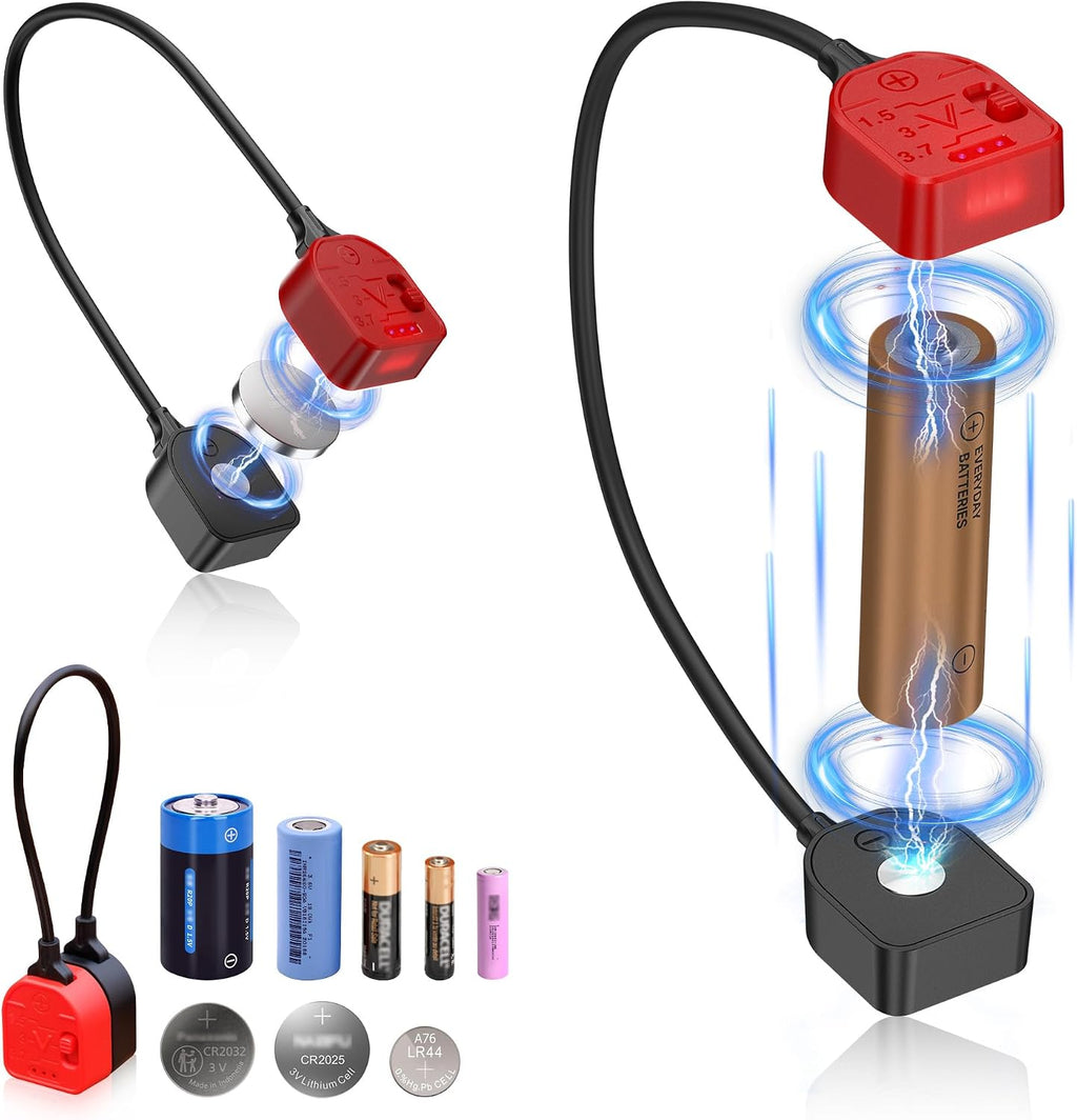 Portable Magnetic Battery Tester for AA AAA C CR2032, Compact Universal Battery Checker with 3 Indicator Lights for