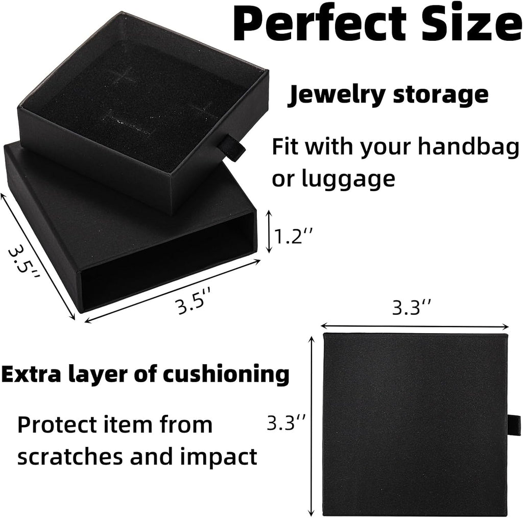 24 Pack Jewelry Gift Boxes, 3.5x3.5x1.2 Inch, Black