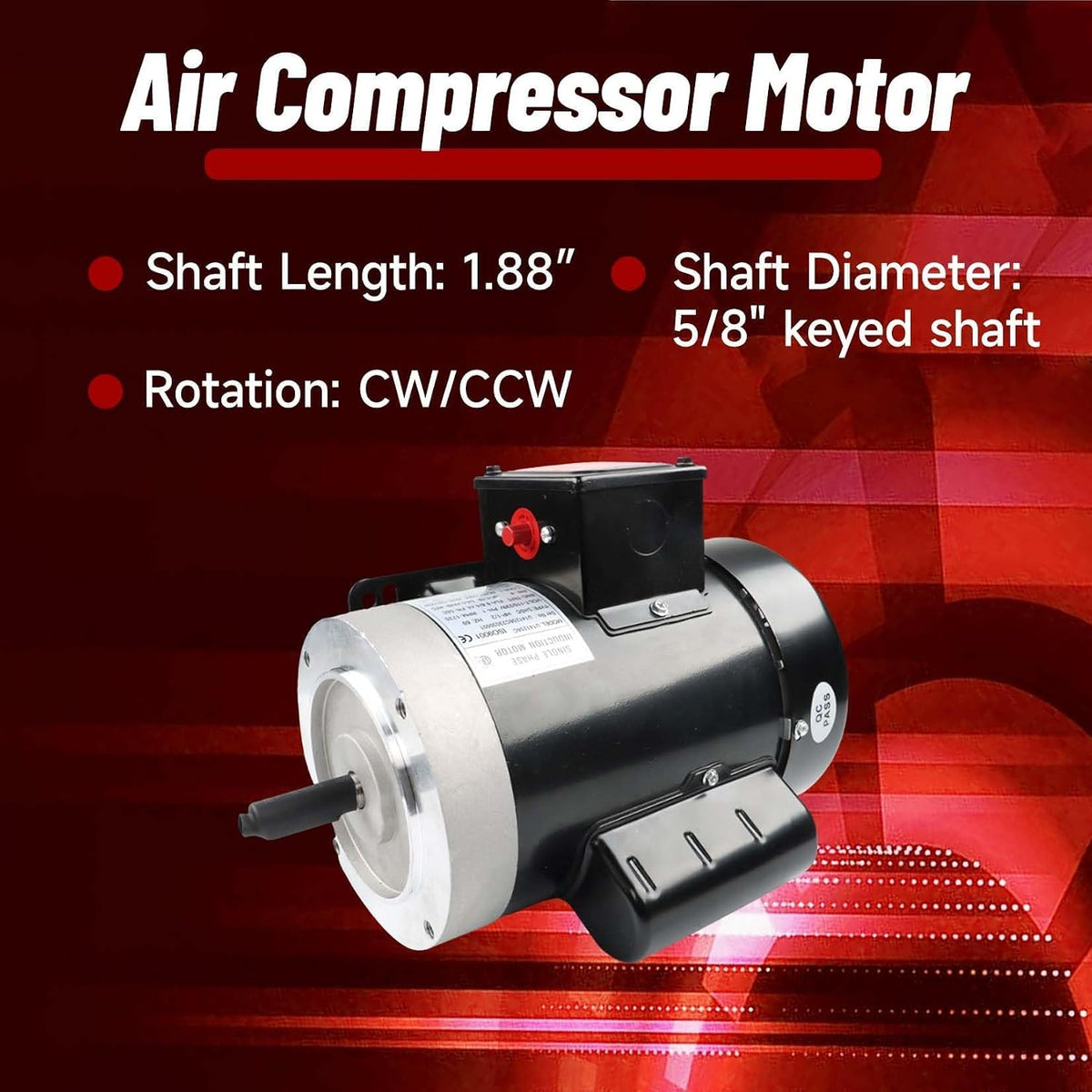 findmall 1/2HP Electric Motor 56C 1750RPM Single Phase Motor