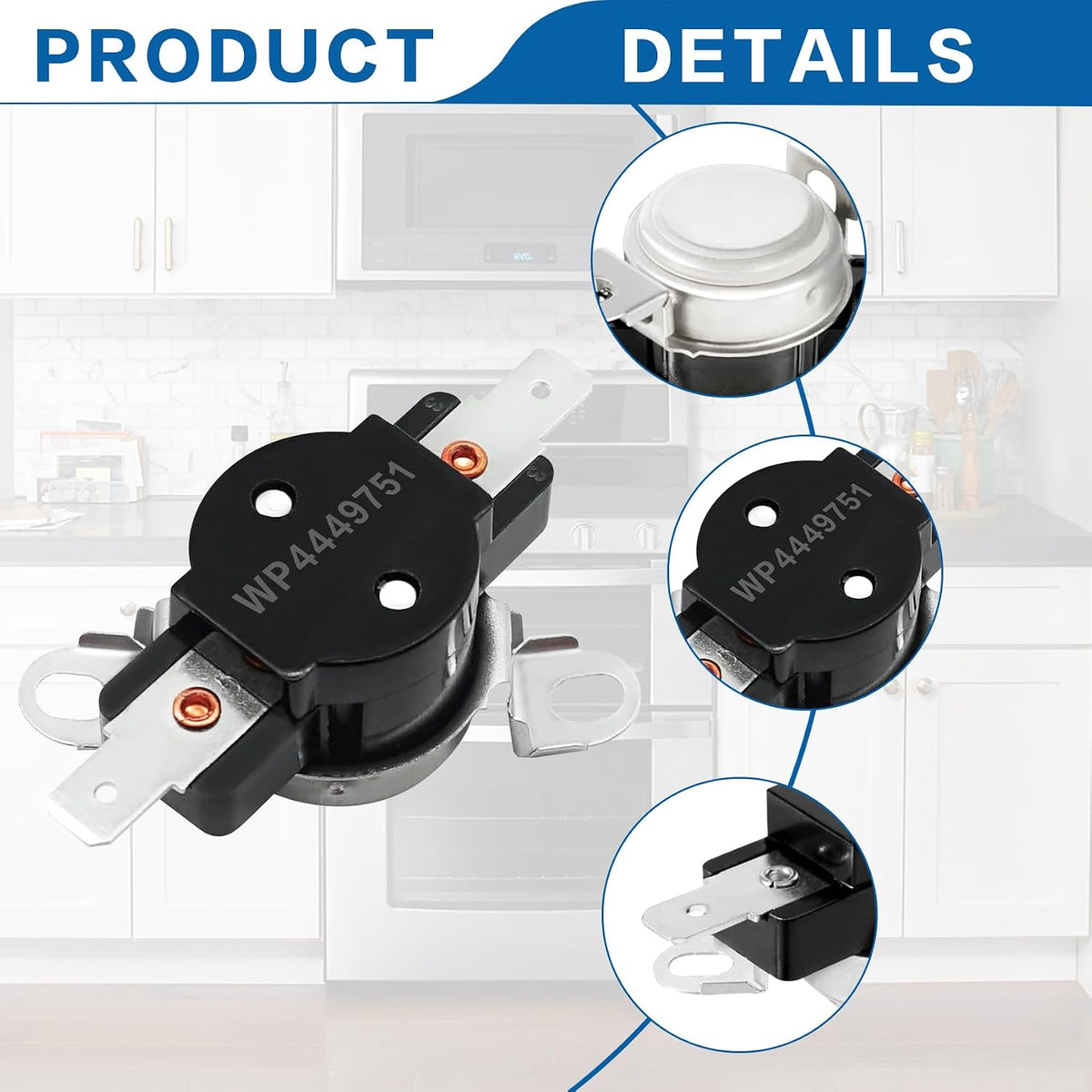 WP4449751 Oven High Limit Thermostat for Whirlpool Oven Thermostat