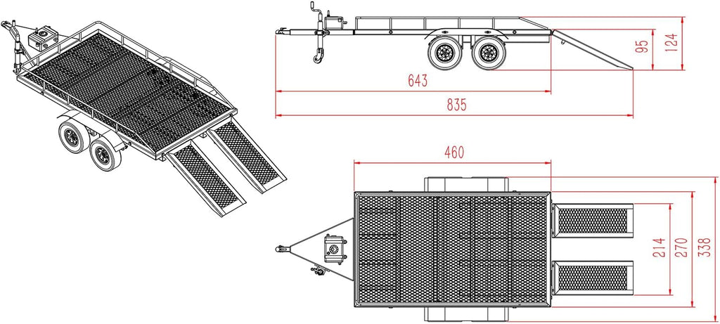 Heavy Duty Truck Trailer for 1/10 RC Crawler Car Axial SCX10 SCX10 II SCX10 III Traxxas TRX4 TRX6 D90 CC01
