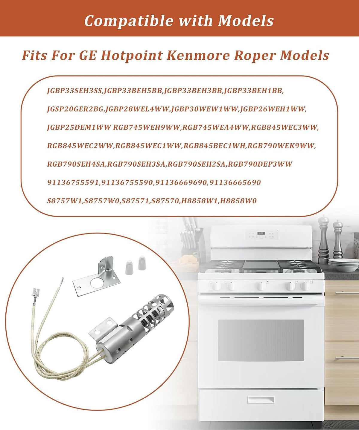 WB2X9154 Gas Round Oven Igniter Fits for GE Hotpoint Kenmore Roper