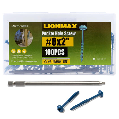 Pocket Hole Screws 2 Inch, 100 PCS Exterior Pocket Screws #8 x 2