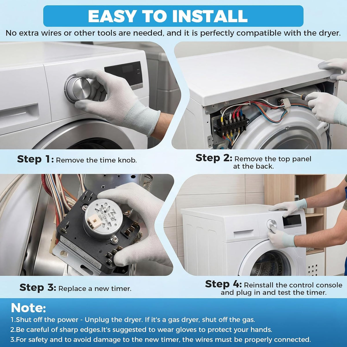 W10436303, WPW10436303 Dryer Timer Replacement, 230V 60Hz, 2-Year Warranty