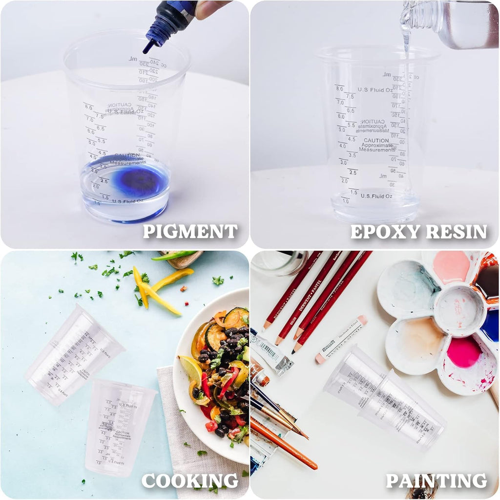 Epoxy Resin Mixing Cups 50Pcs 8oz with Sticks Paint Pigment Measuring