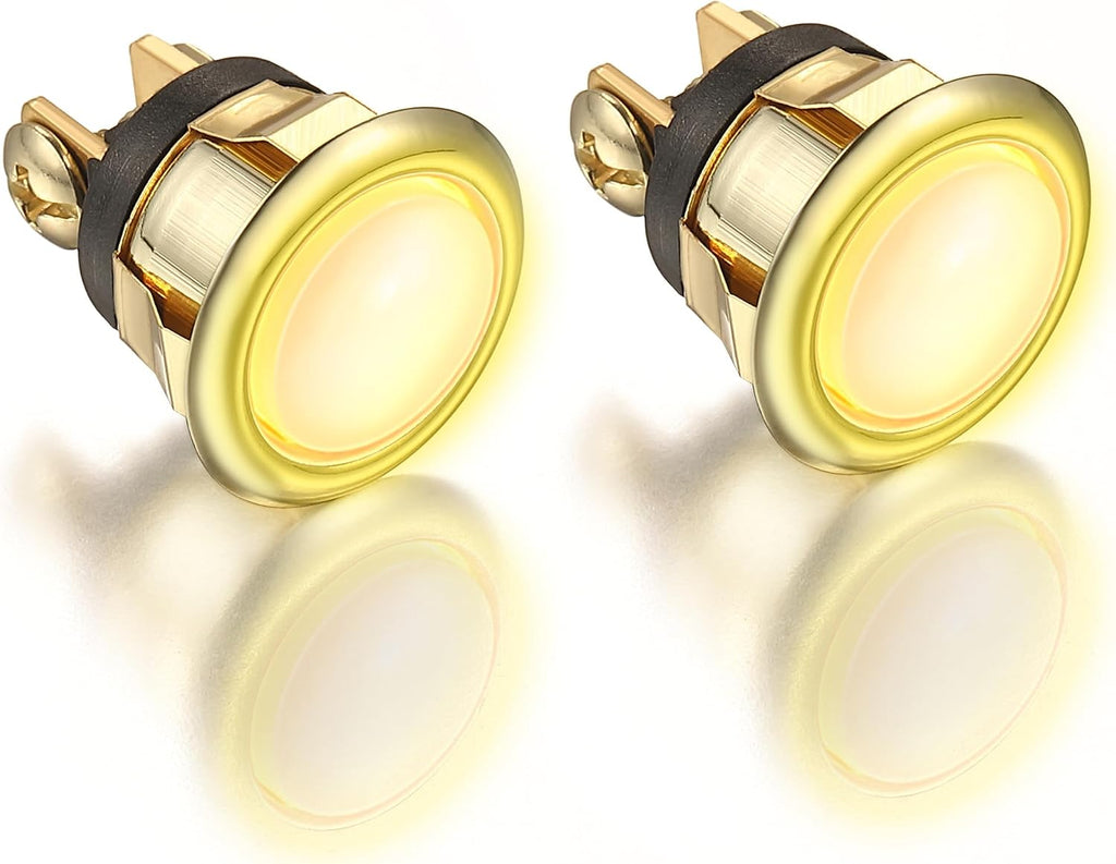 2 Pack Lighted Doorbell Button Replacement, Gold, Yellow Light | Easy to Install Wired Doorbell Button Push Door Bell