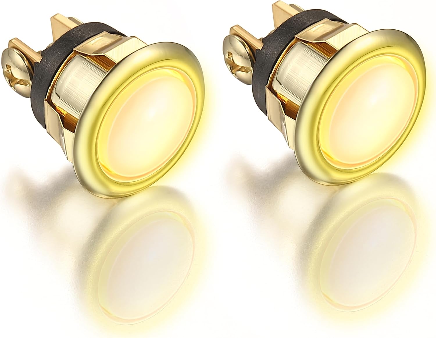 2 Pack Lighted Doorbell Button Replacement, Gold, Yellow Light | Easy to Install Wired Doorbell Button Push Door Bell