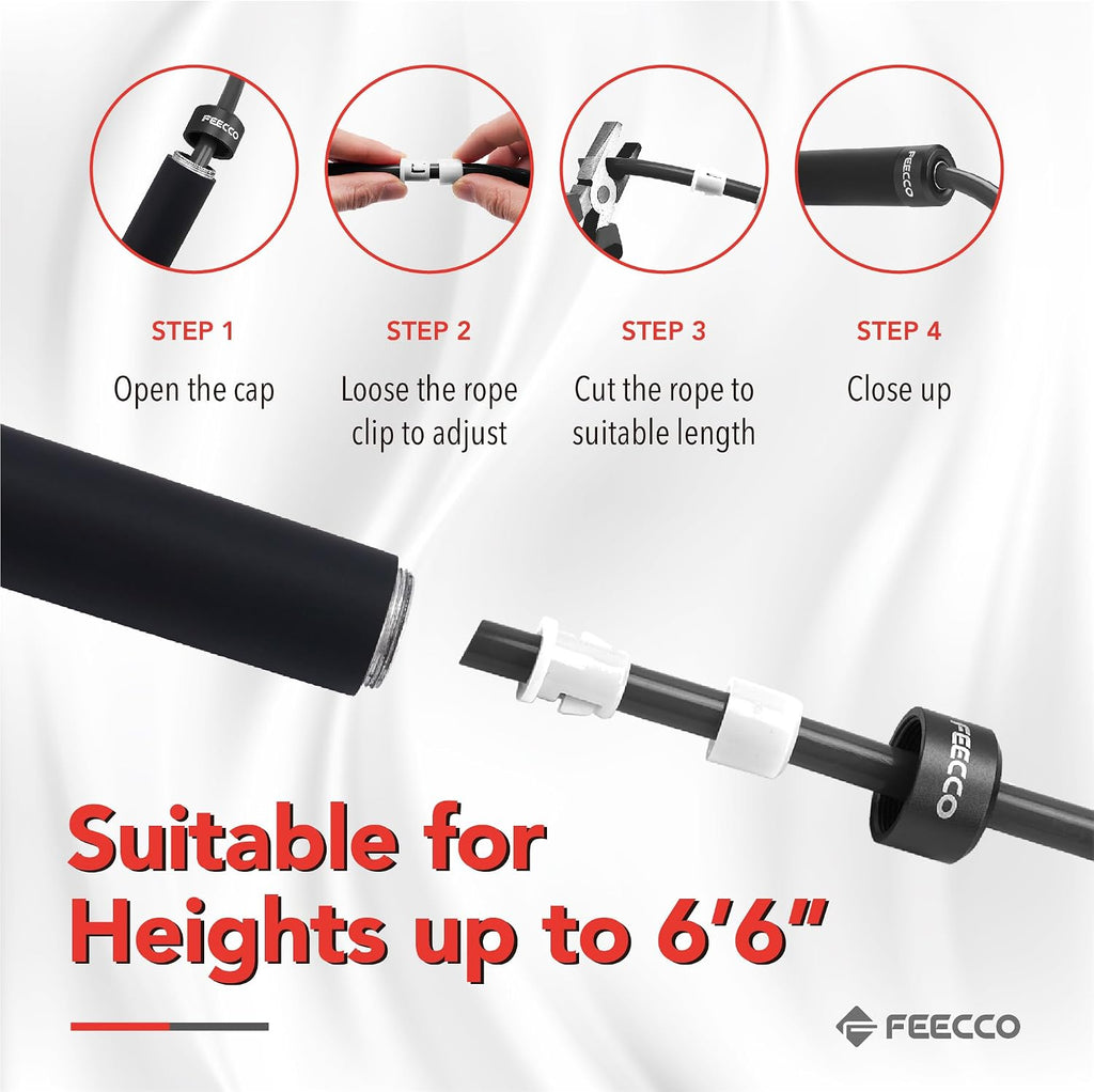 FEECCO Weighted Jump Rope for Men, PVC Rope with Metal Handles and Ball Bearings