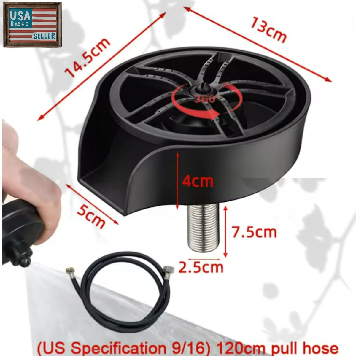 2 in1 Glass Rinser for Kitchen Sink, Stainless Steel Cup Cleaner