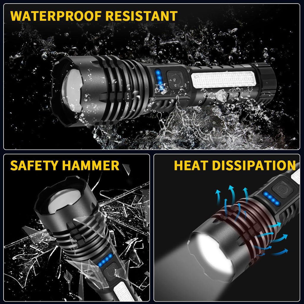 Rechargeable Flashlights High Lumens, 7Mode Super Bright Flashlight Powerful, Adjustable Tactical Flash Light, Gifts