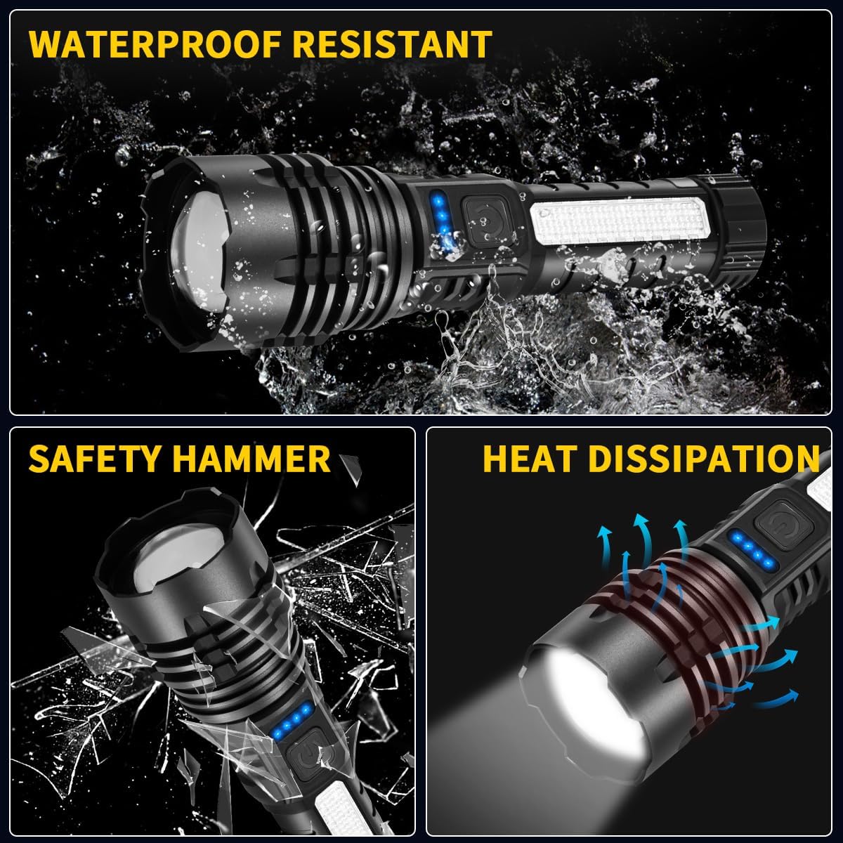 Rechargeable Flashlights High Lumens, 7Mode Super Bright Flashlight Powerful, Adjustable Tactical Flash Light, Gifts