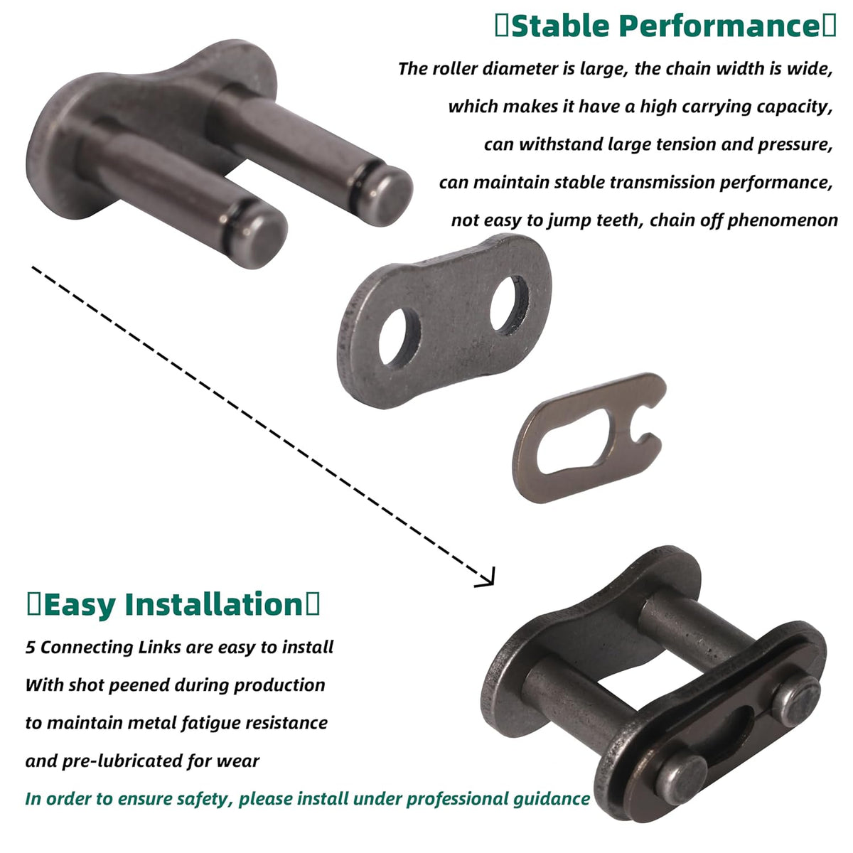 #08B Roller Chain 20 Feet 428 Carbon Steel Chains with 5 Connecting
