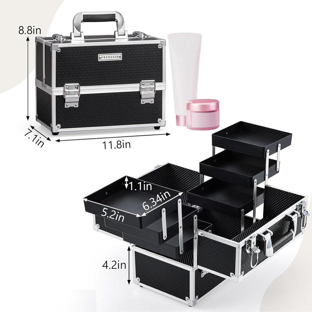 Makeup Train Case Makeup Case 11.8 Inch Large Cosmetic Box Organizer Travel Storage Professional Make Up Train