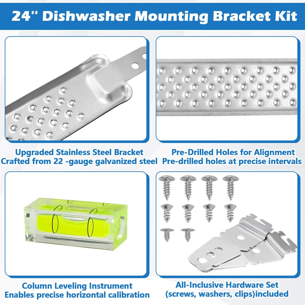 W10426979 24" Dishwasher Mounting Bracket Kit for Granite Countertops