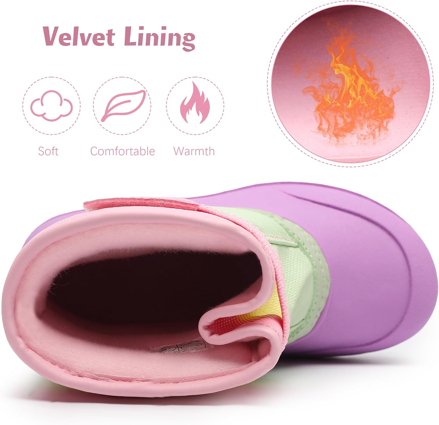 Boys Girls Winter Snow Boots Waterproof Outdoor Warm Liner Non-Slip Elastic Band Shoes for Toddler/Little Kid/Big Kid