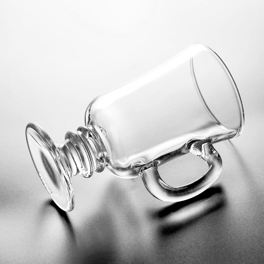 Glass Coffee Cups - 8 Oz Irish Coffee Mugs Set of 6