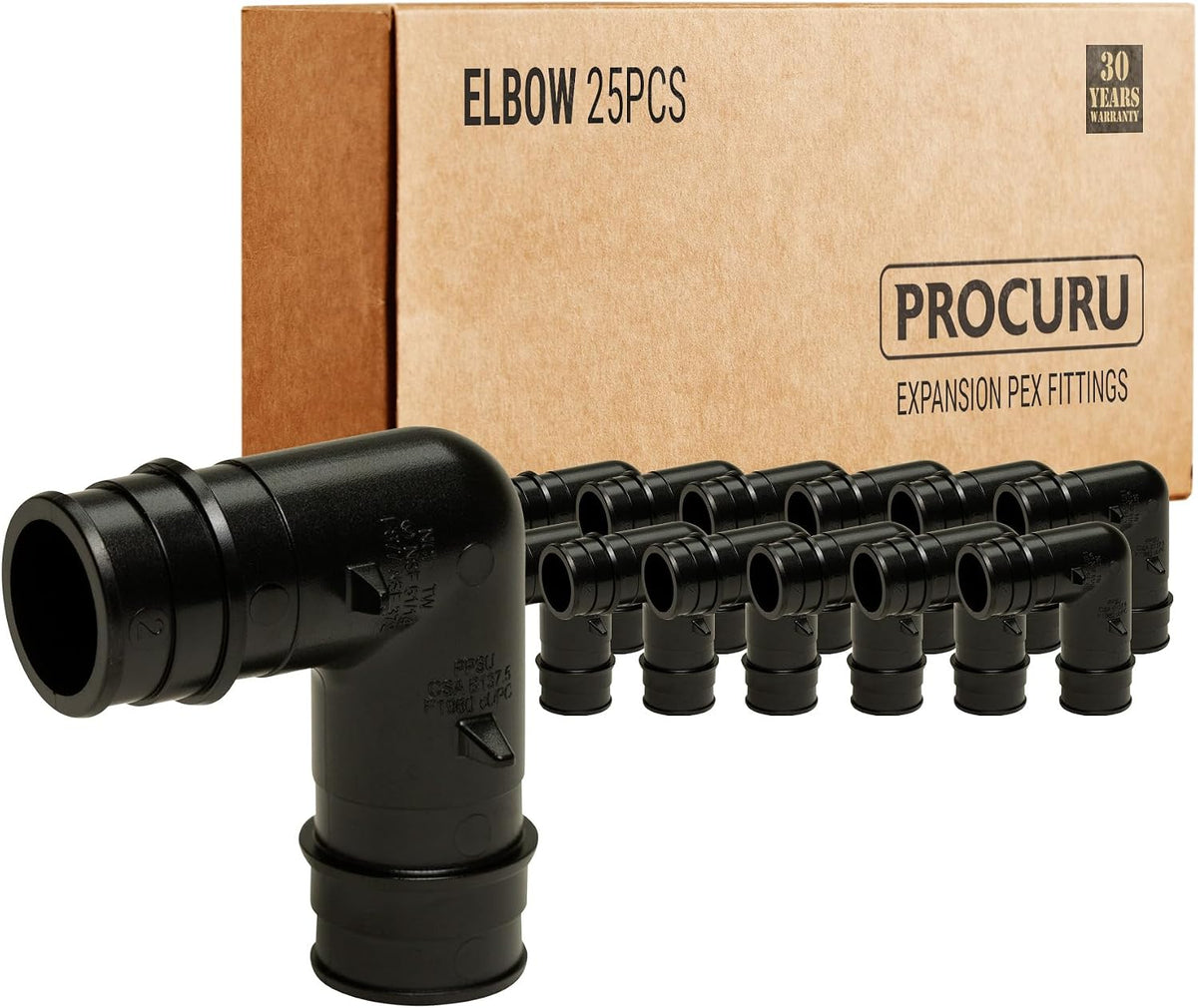 [25-Pack] PROCURU 3/4-Inch 90-Elbow Expansion PEX-A F1960 Plumbing Fitting, Certified Safe (8AP9002-25P)