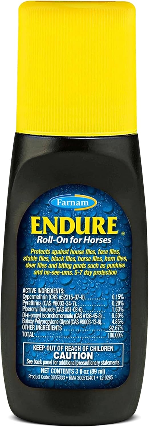 Endure Roll-On Fly Repellent for Horses, for Sensitive Areas, 3 oz