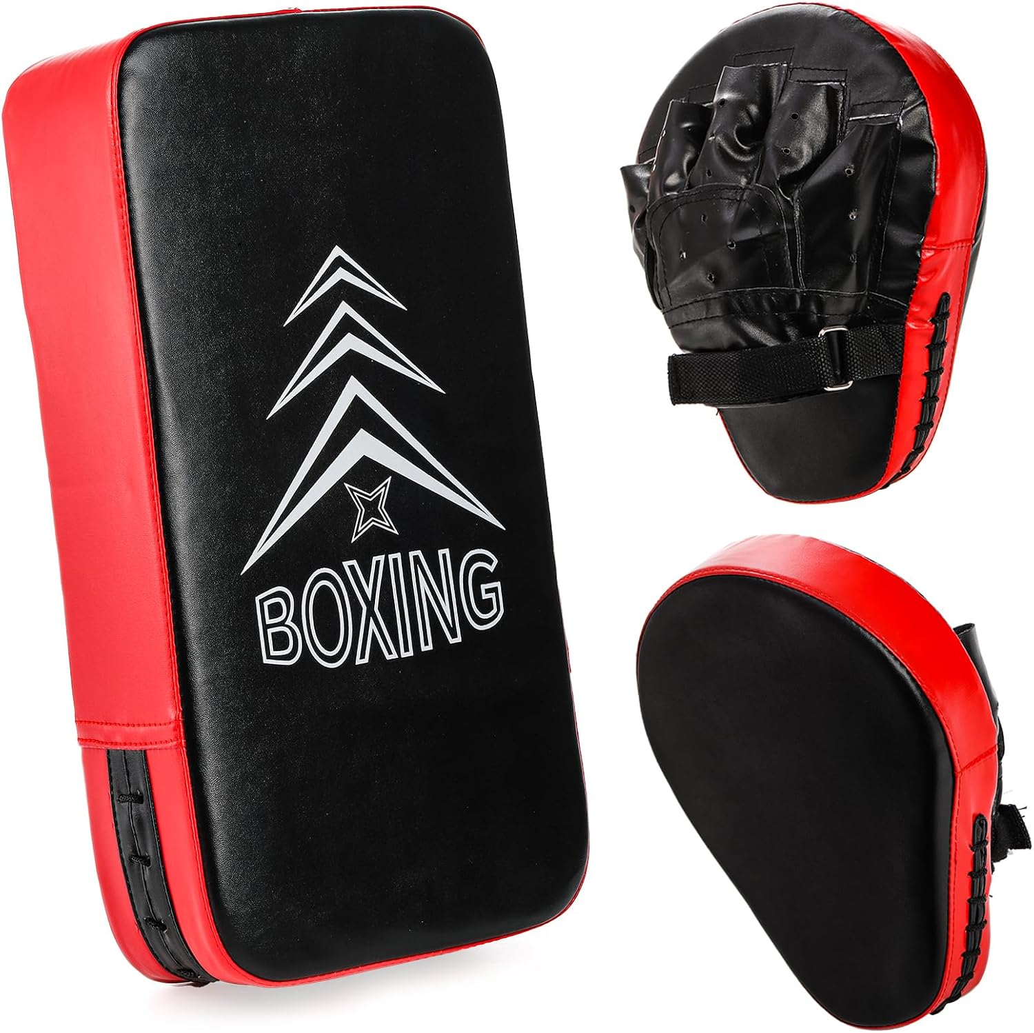 2-in-1 Punching Mitts and Kick Pack Set, Curved Focus Mitts and Taekwondo Kick Pad, Adjustable Strike Shield Arm Pad