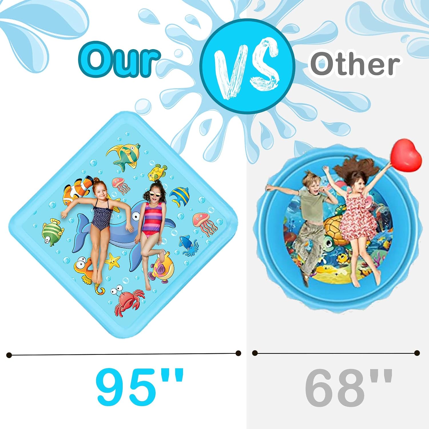 Splash Pad for Toddlers, Outdoor Sprinkler for Kids | 67" Summer Water Toys Baby Pool Fun Gifts for 3 4 5 6 7 8 9