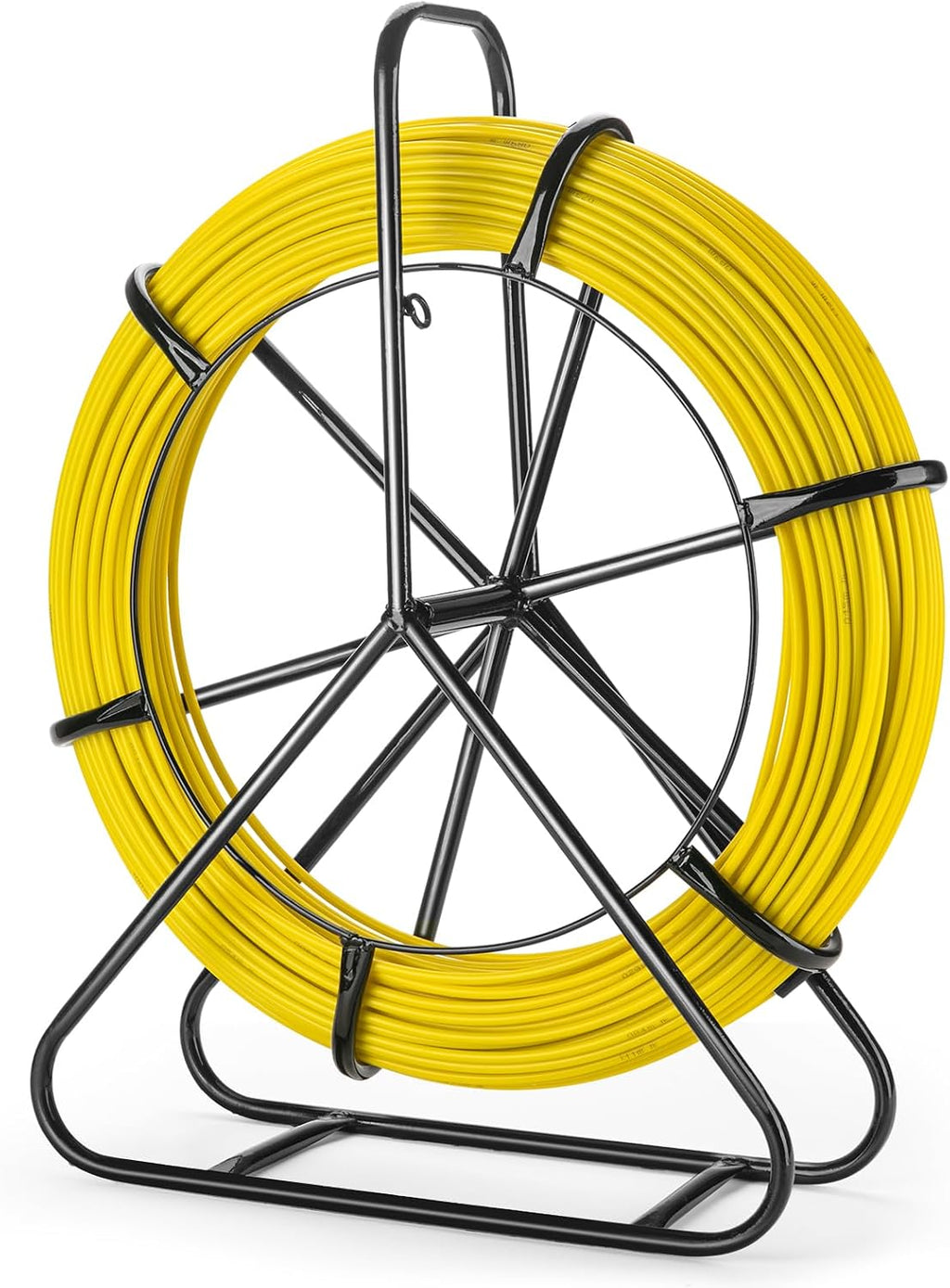 Fish Tape Fiberglass, 656ft (6mm x 200m) Duct Rodder Fish Tape Wire Puller with Steel Reel Stand, Heavy Duty Duct