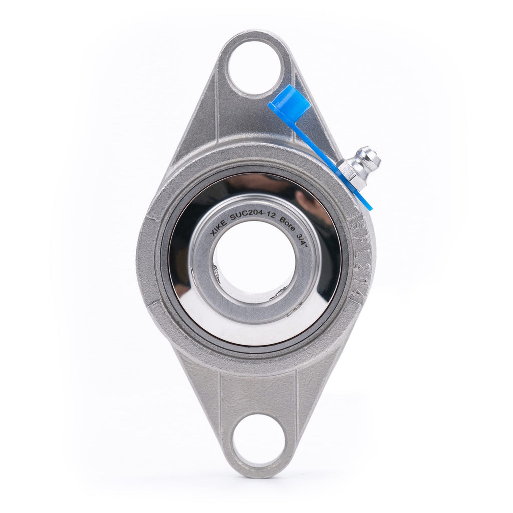 XIKE 2 Pcs SUCFL204-12 Bore 3/4" All Stainless Steel Pillow Block Bearings.