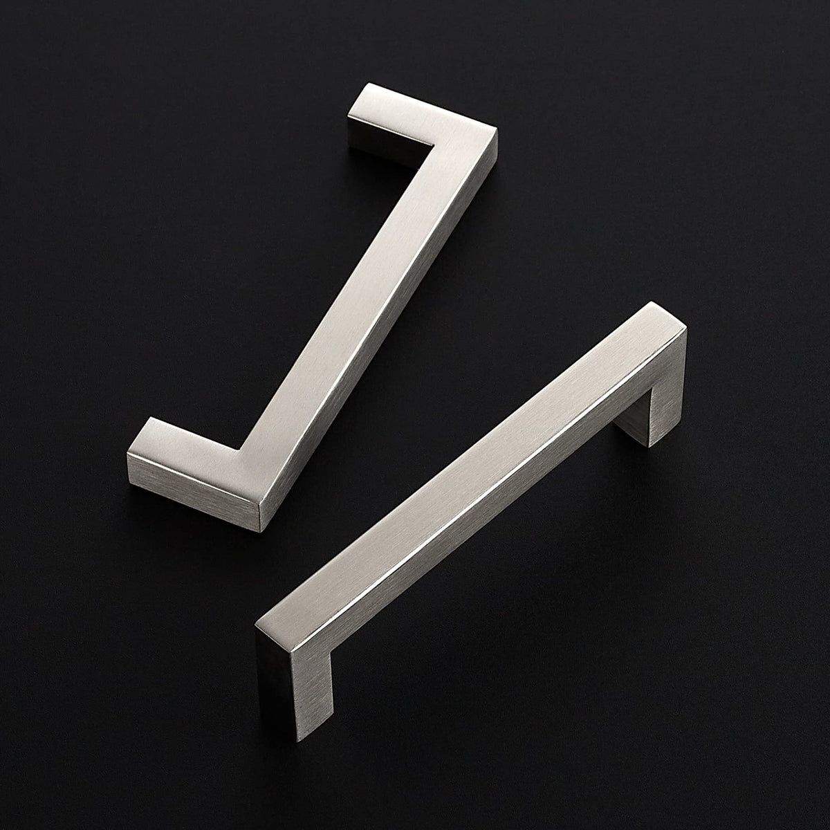 Brushed Nickel Square Cabinet Handles & Pulls 4-1/2 Inch 32 Pack