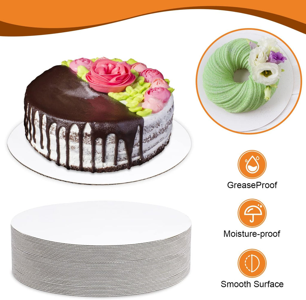 60-Packs Cake Boards 8 inch Round, White Cake Board Rounds