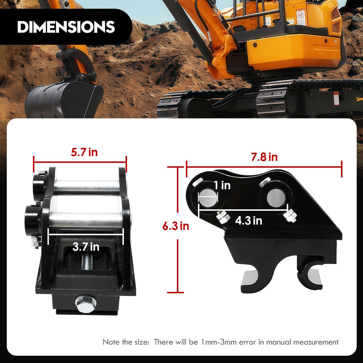 Knmuoep Heavy Duty Mini Excavator Quick Hitch Coupler for 1-3 Ton