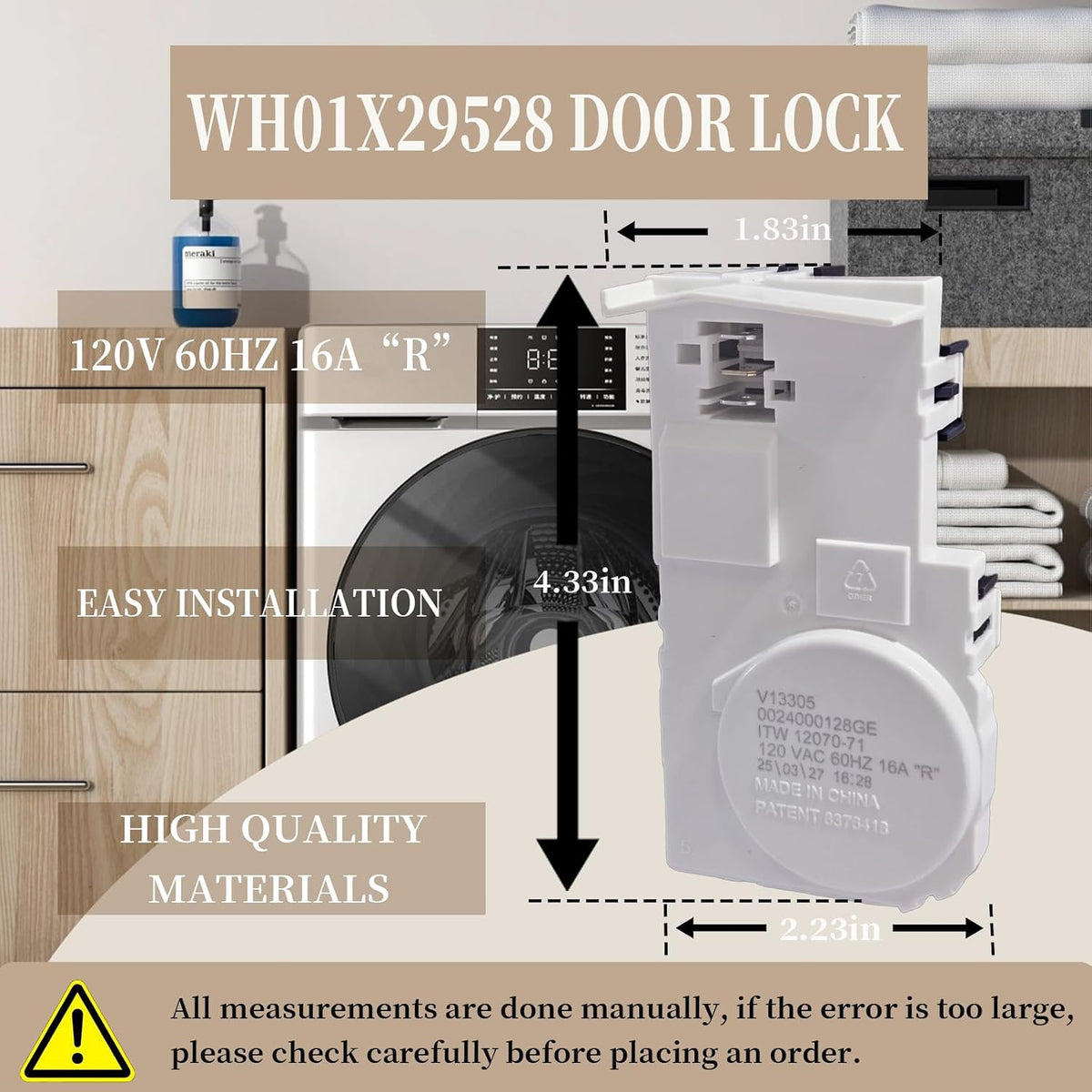 WH01X29528 Washer Door Lock, Compatible GE Front Load Lid Switch