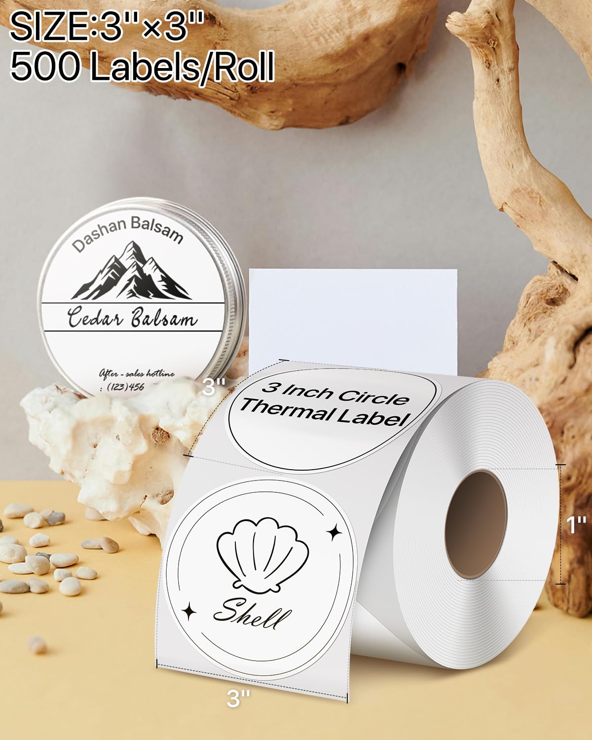 3 Inch White Circle Thermal Labels, Durable Round Thermal Label