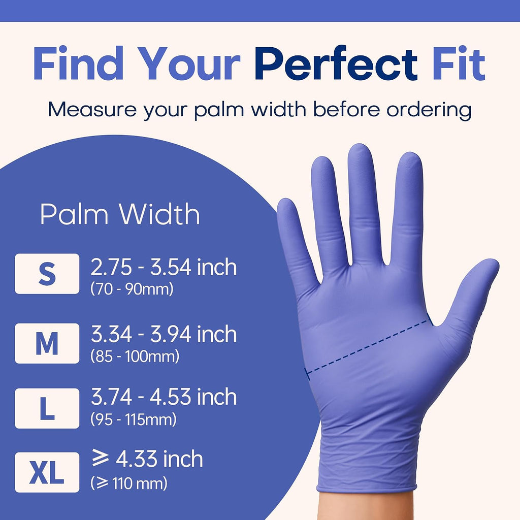 Soft Max Nitrile Exam Gloves, Powder-Free Disposable Blue Iris | Soft Stretch Fit • Powder-Free • Latex-Free •