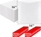 50 Pack Dish Moving Supplies, 16" x 16" Cushion Foam Wrap Pouches with 50 Fragile Label, Reusable Plate Packing