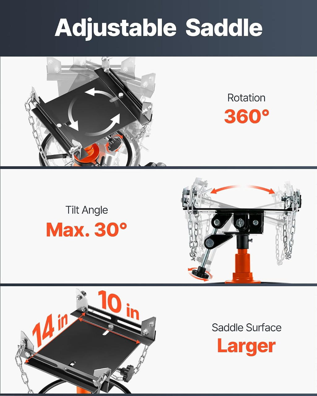 Transmission Jack,1/2Ton/1100lbs Capacity Hydraulic Telescopic Transmission Jack, 2-Stage with Foot Pedal, 360°