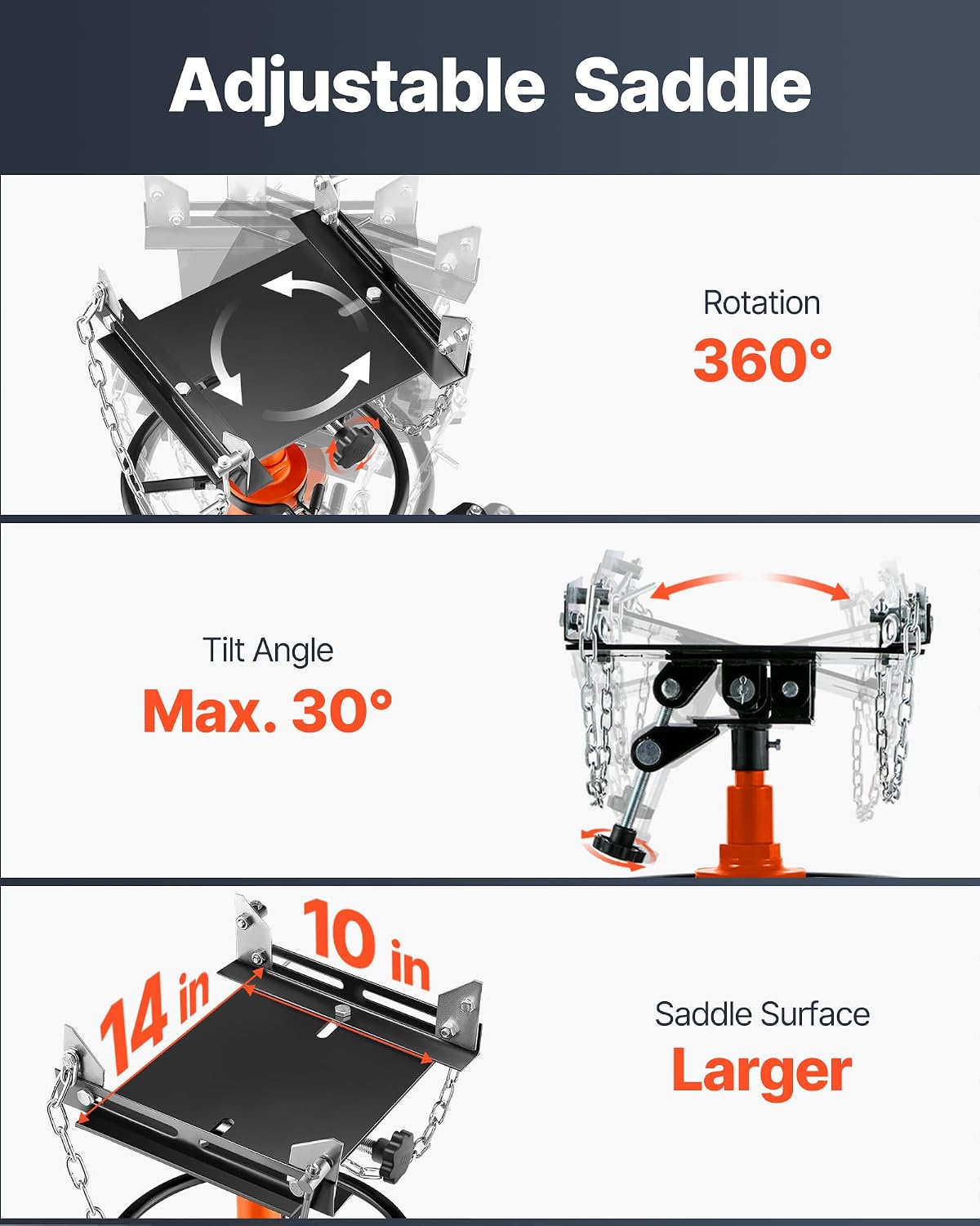 Transmission Jack,1/2Ton/1100lbs Capacity Hydraulic Telescopic Transmission Jack, 2-Stage with Foot Pedal, 360°