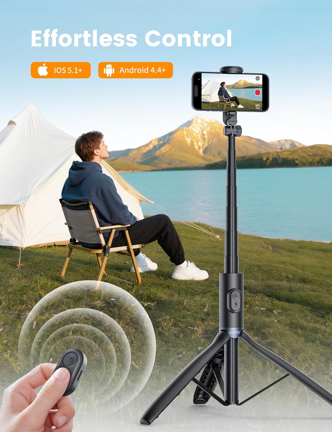 67.7" Phone Tripod with Light & 1/4" Camera Mount, NT99 Selfie Stick | Tall,Wireless Detachable Remote,Comapct Travel
